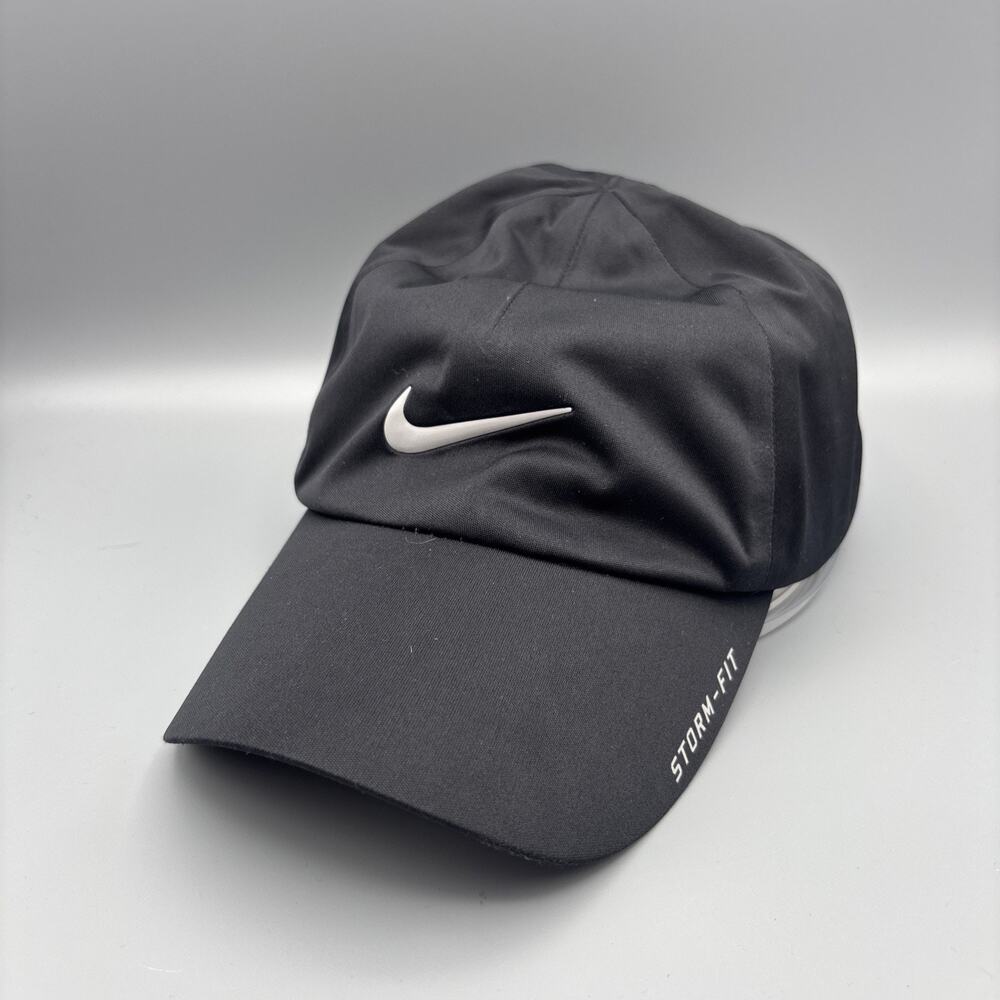 Nike Golf Storm-FIT Hat Cap Strap Back Mens One Size Black Swoosh Logo